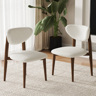 Ensemble de 2 chaises de salle à manger avec cadre en bois Sherpa blanc doux, chaise de salle à manger pré-assemblée, siège en éponge haute densité, chaise de salle à manger d'une capacité de 250 lb