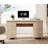 58" Executive Desk With 4 Drawers, Modern Farmhouse Home Office Computer Table With Charging Station, Keyboard Tray-1562811977