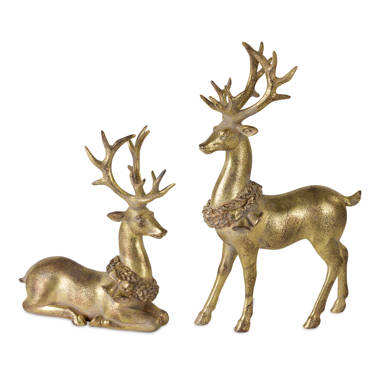 The Holiday Aisle® 2 Piece Resin Standing Deer Set & Reviews | Wayfair