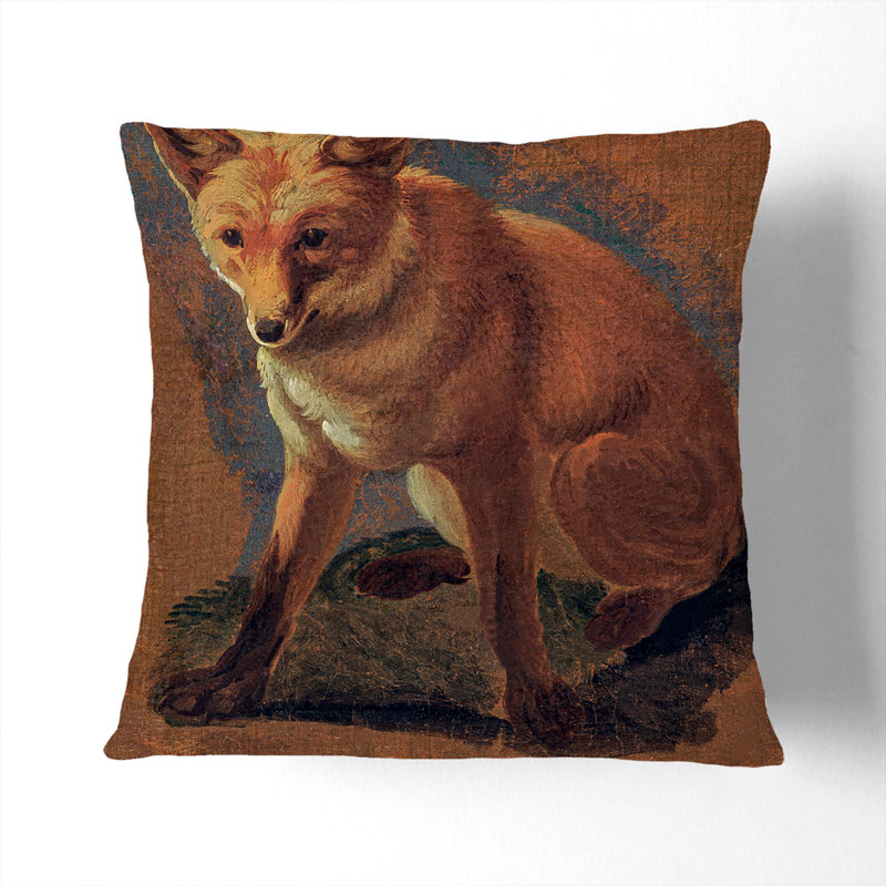 Study Of A Fox Square Throw Cushion, Black, 40cm H x 40cm W x 15cm D