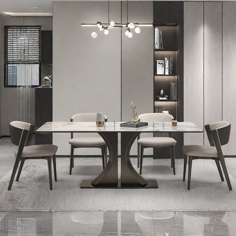Simple light luxury rectangular dining table sets, 29.5"H x 63"L x 35.4"W