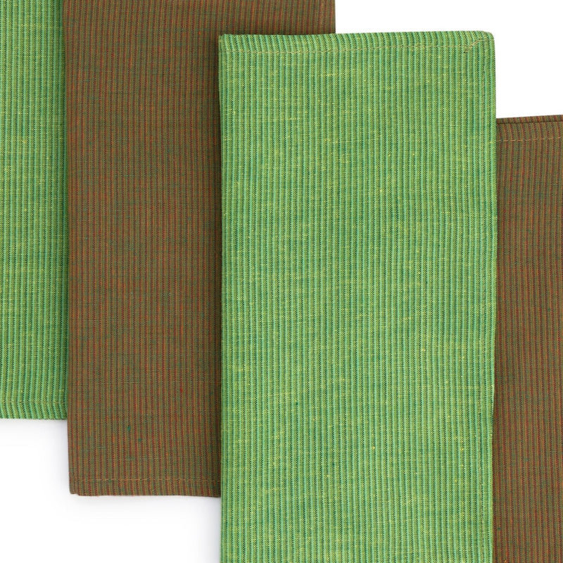 Ensemble de 4 serviettes de table PRIMROSE, Brun / vert