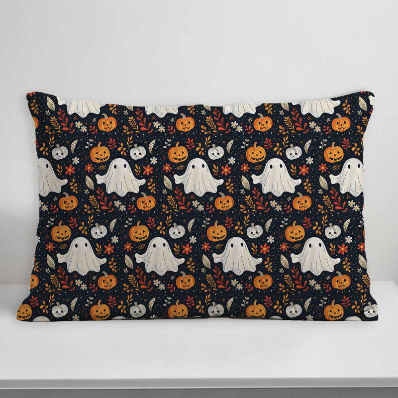 Coussin Spooky, Noir / blanc, H 14 po x l 20 po, Rectangle
