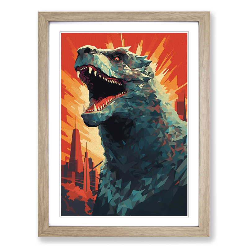 Godzilla Geometric - Framed Print, 46cmH x 34cmW