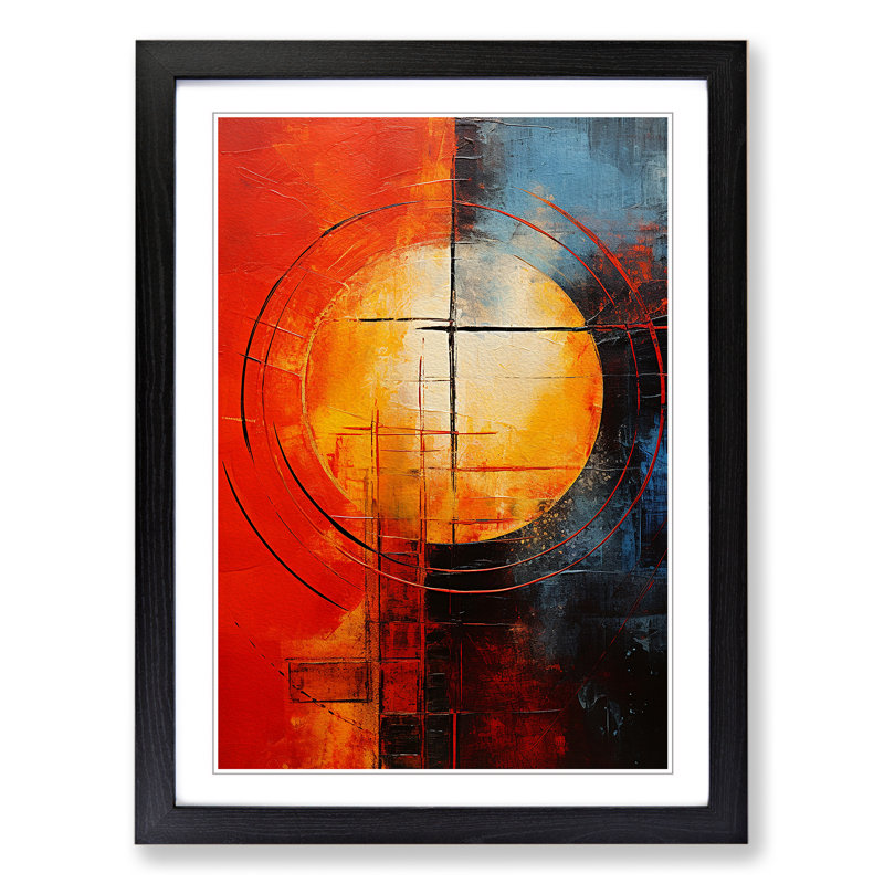 Sunrise Abstract No.2 - Single Picture Frame Print on Wood, 34cm H x 25cm W x 2cm D, Black