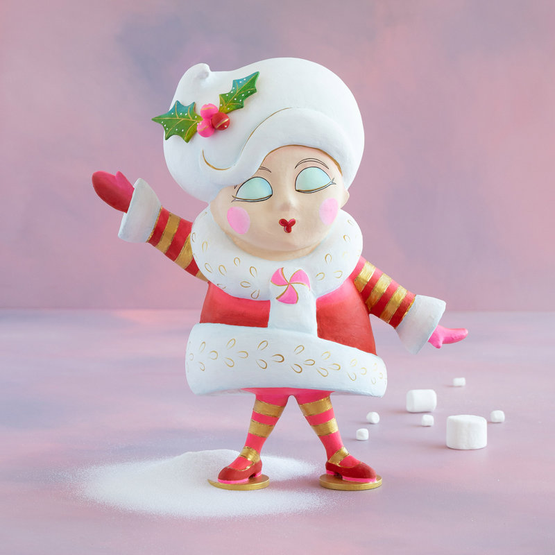 Mini Madame Noel Tabletop, Red, Fiber Pulp, 18”