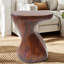 Tables de bout sculpturales, MGO brun antique, table d'appoint torsadée moderne pour la maison-1677864726