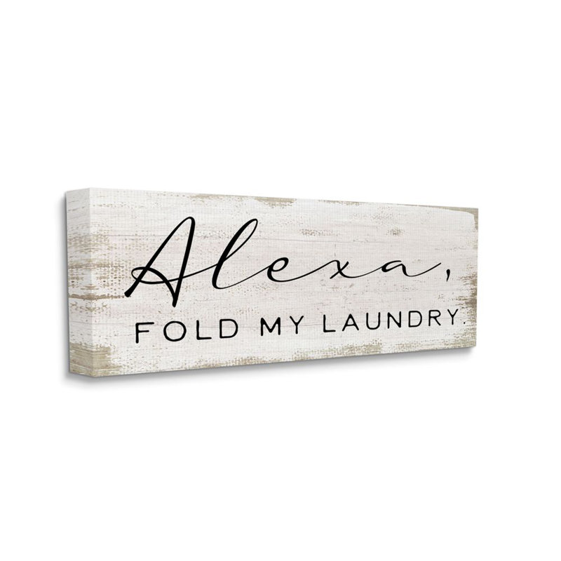 Alexa Fold My Laundry par Daphne Polselli - impression d'art graphique, H 30 po x l 13 po x P 1,5 po, Toile tendue