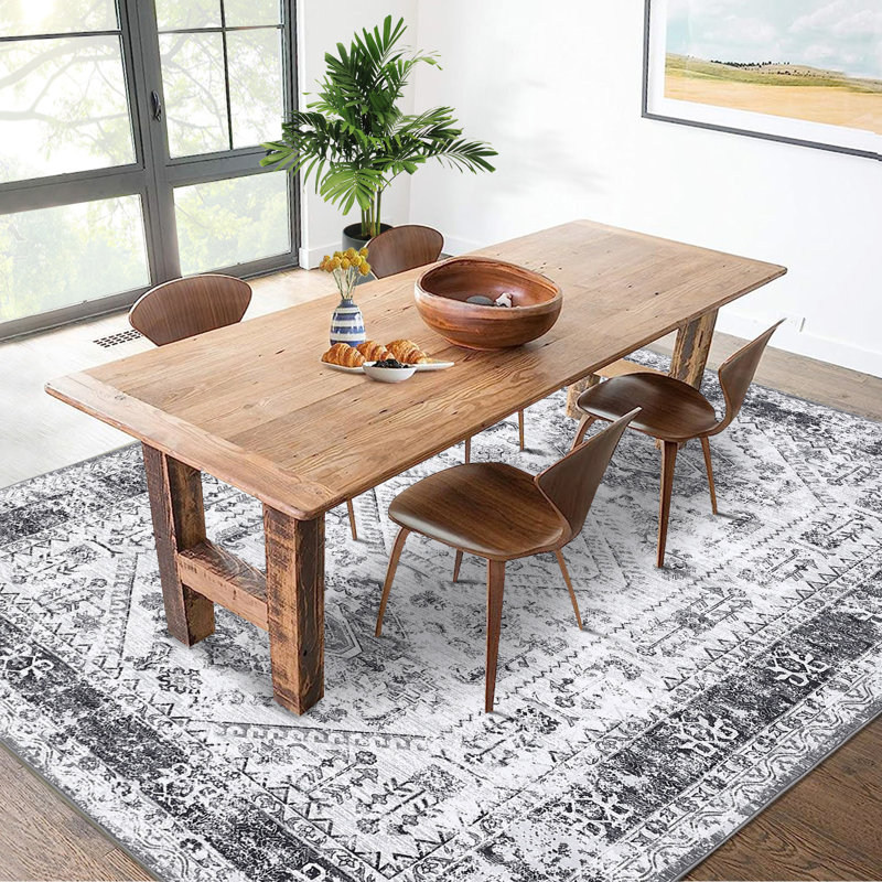 Vintage Floral Distressed Printed Area Rug Machine Washable Non Slip Stain Resistant Bodered Low Pile Ultra Thin Pet Friendly Vacuum Clean Easy To Clean Floor Carpet for Living Room