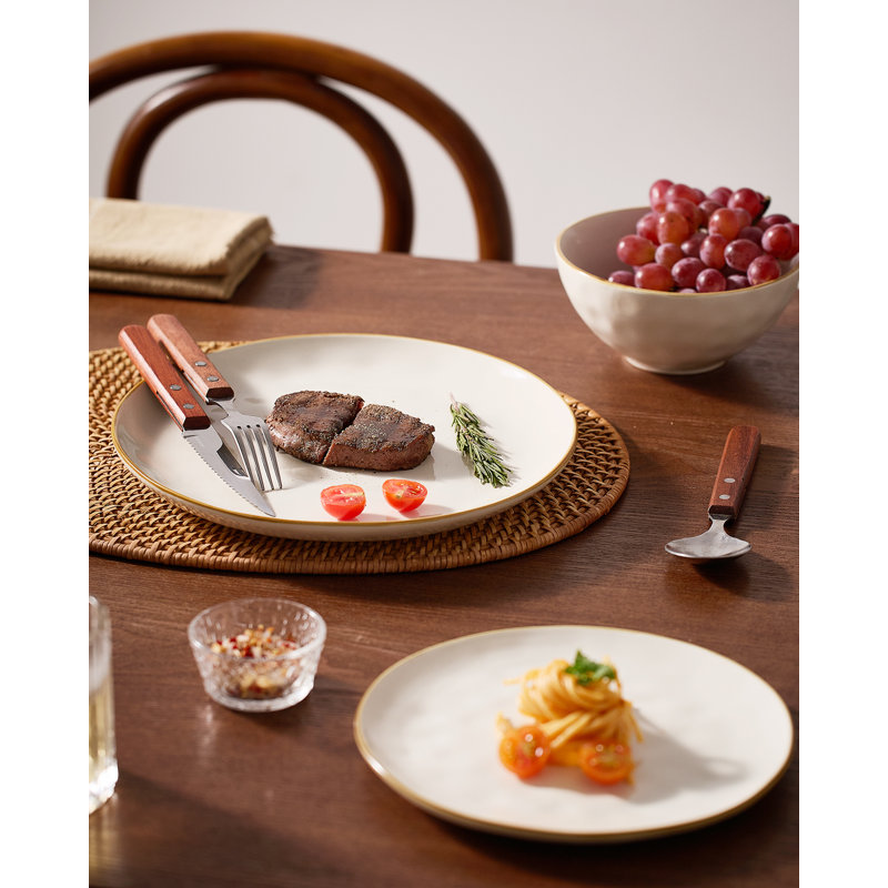 18 Piece Stoneware Dinnerware Set - Service for 6, Vanilla White