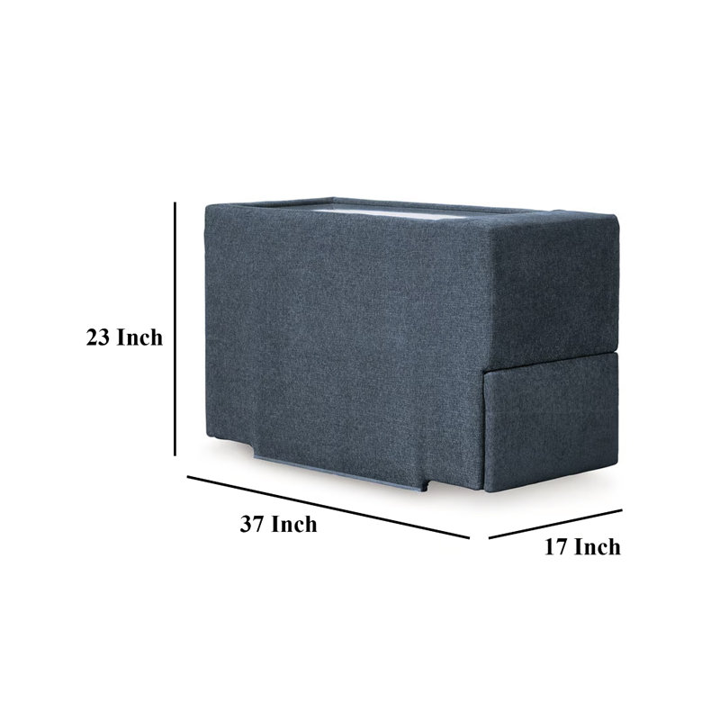 Meso Modular Console Side Table, Storage, Oyster Nuvella,37 Inch, Blue