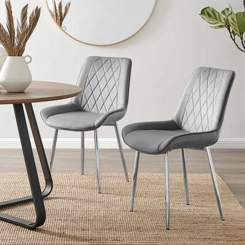 Chaises de salle à manger Simsbury, Gris, Argent argent
