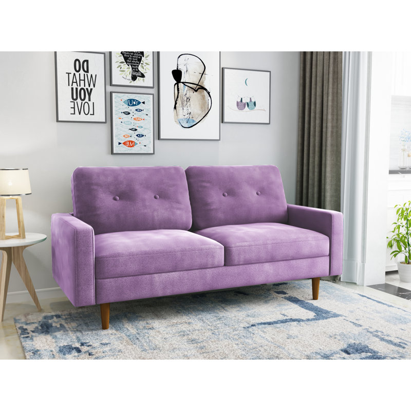70'' Velvet Sofa, Lavender Velvet 