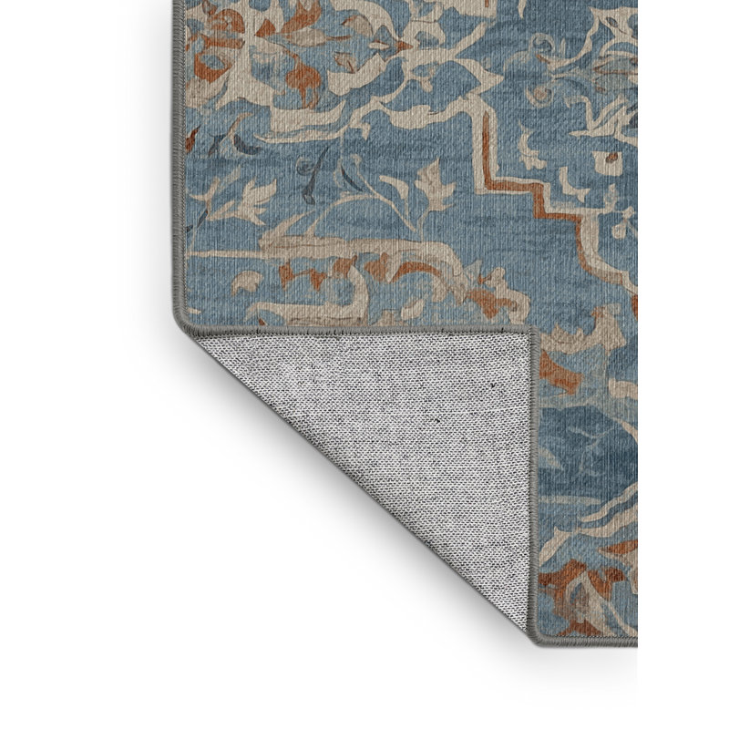 Machine Washable Gray Area Rug, Round 5'