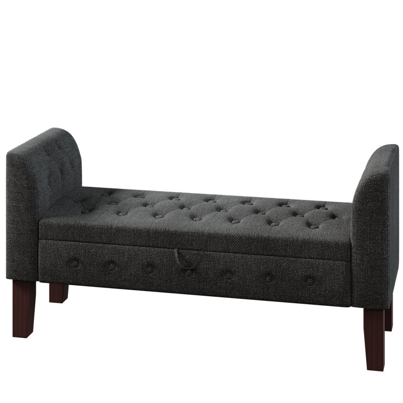Banc de rangement en bois massif Hannabel, Gris foncé
