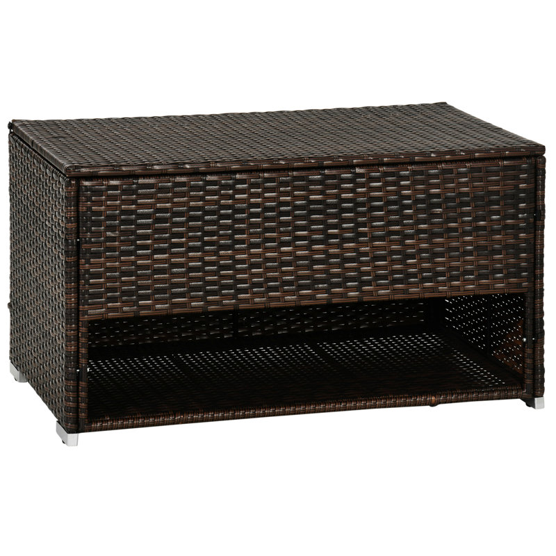 Versatile Outdoor Deck Box & Shoe Storage with PE Rattan Wicker, Liner and Towel Rack