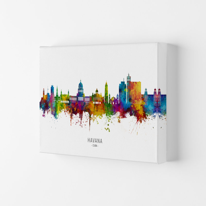 Havana Cuba Skyline by Michael Tompsett - Print, 42cm H x 59.4cm W x 4cm D, Wrapped Canvas