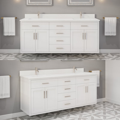 Ensemble de meuble-lavabo double en bois massif l 72 po x P 22 po Kali II