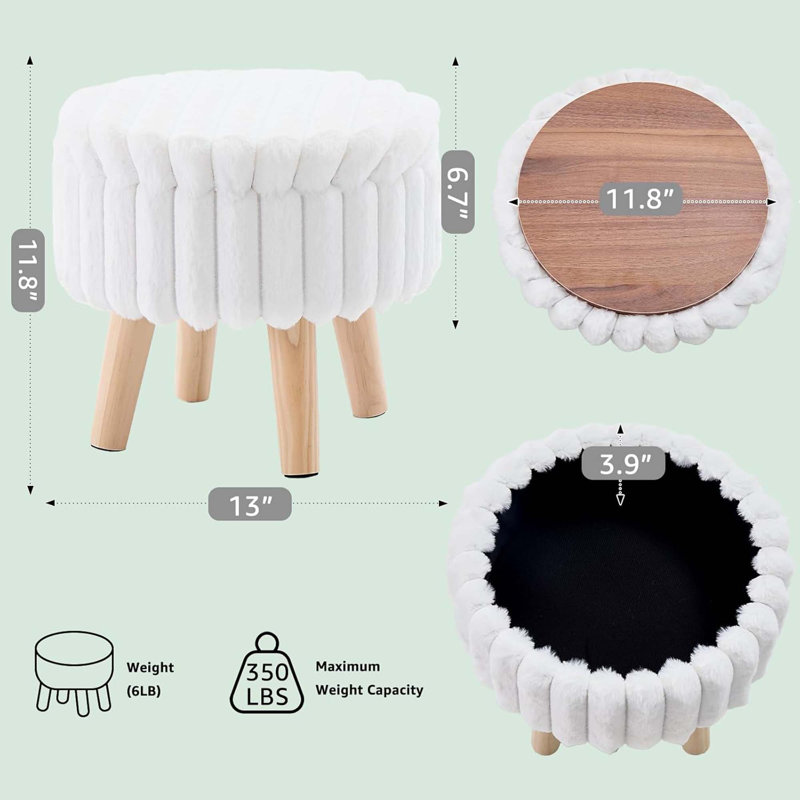 Mini-table basse pour fauteuil avec repose-pieds crème