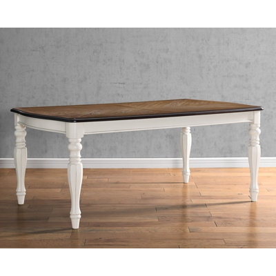 Belleza French Country Dining Table, Antique White And Weathered Oak Finish