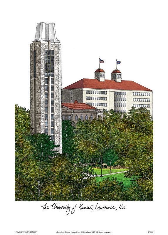 « campus images », reproduction de photo NCAA, Jayhawks de Kansas