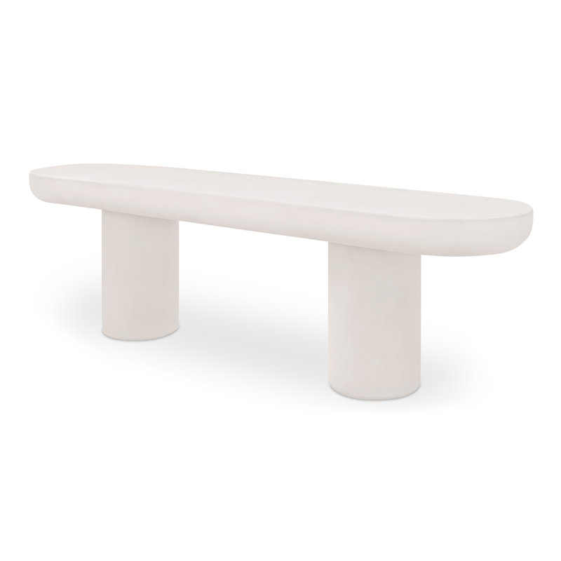 Ansel Stone Garden Bench, Cream, 19.29"H x 68.11"W x 15.75"D