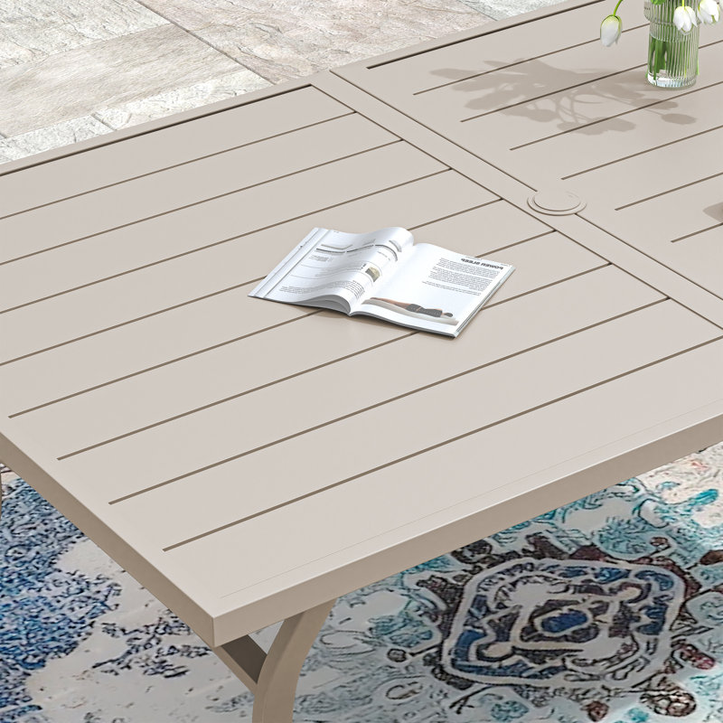 6-Person Outdoor Dining Set With Rectangular Table, Beige