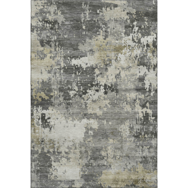 Premium Machine Washable Mayfield AMF2142 abstract Rug, Pewter, 5' x 7'6"