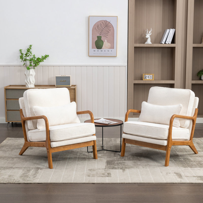 Holdyn Upholstered Armchair, White Polyester Blend