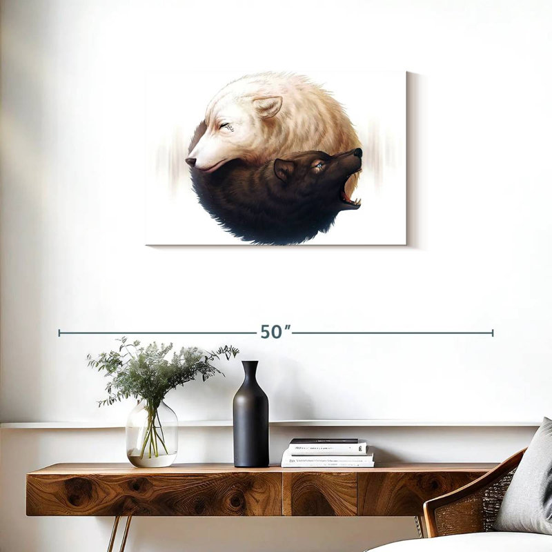 Yin And Yang Wolves, 20" H x 30" W