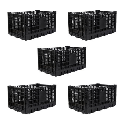 Cage à lait pliable, caisse de rangement en plastique robuste de 52 L empilable, caisses pliables pour le rangement, peu encombrant pour la maison et le camping - grandes cales de 130 lb