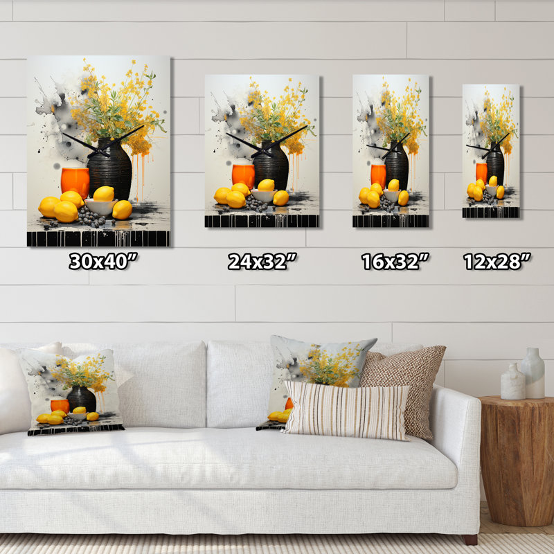 Horloge murale abstraite jaune jaune, H 40 po x l 30 po