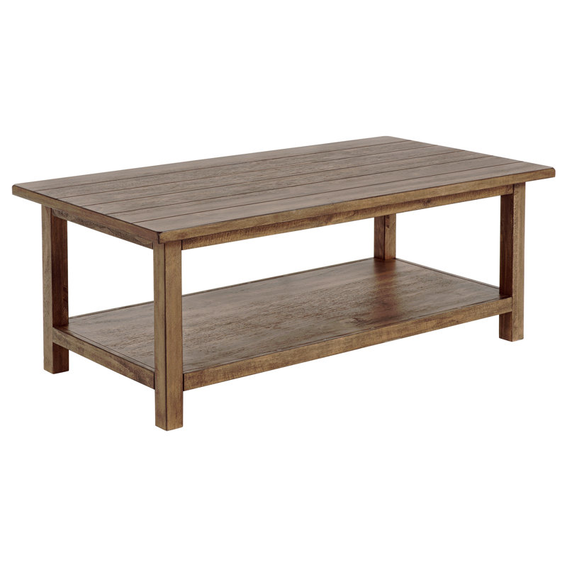 Table basse avec tablette en bois vieilli Castleton, Brun, Brun