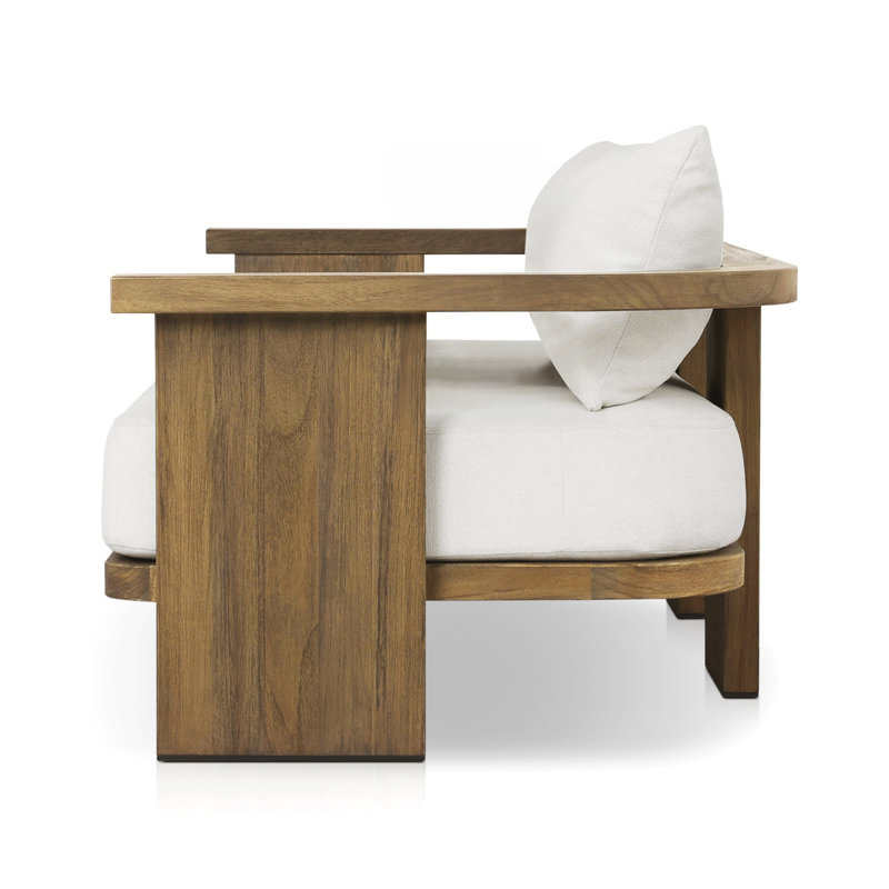 Tahana Outdoor 4 - Seat Patio Sofa, White, Brown Wood