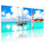 Nautique plage bateau phare ciel eau nuages réflexion rouge ensemble de 3 impressions sur toile-260746797