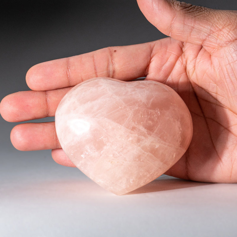 Rose Quartz Heart Cloche (0.99 Lbs), 3.25" H x 2.75" W x 1.5" D