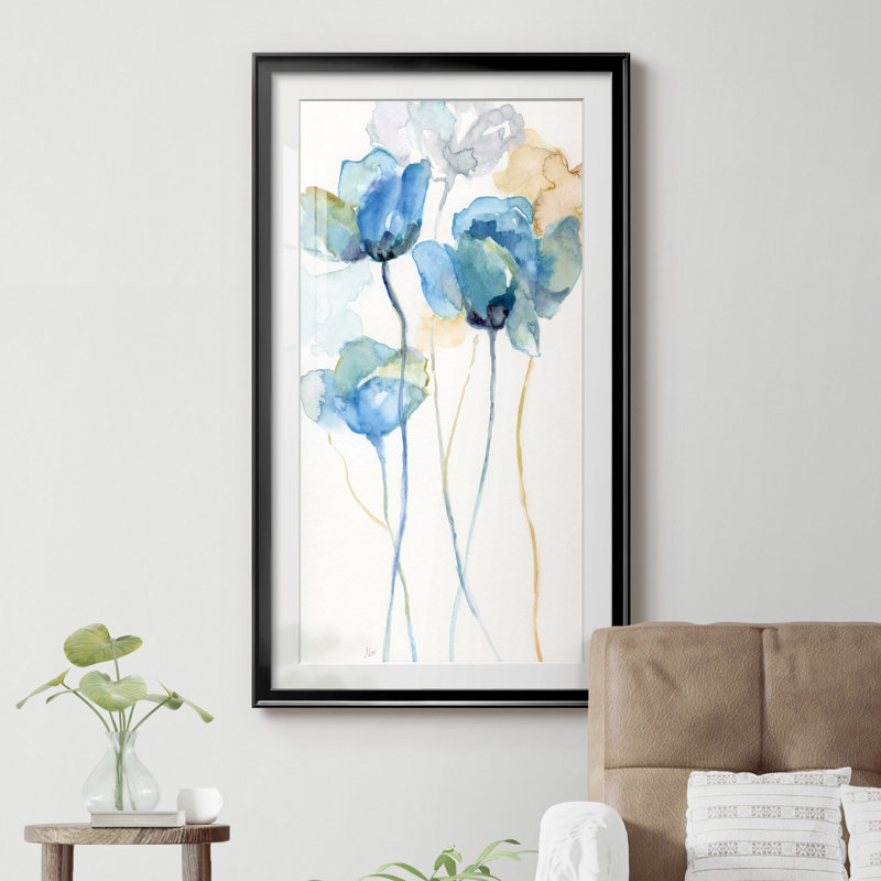 Wildflower Blues I - Cadre photo, reproduction d'art sur papier, Cadre noir, H 10,5 po x l 18,5 po x P 1,5 po