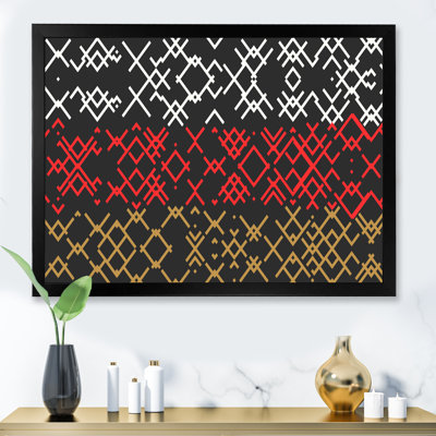 " White Red And Beige Grunge Geometrics "