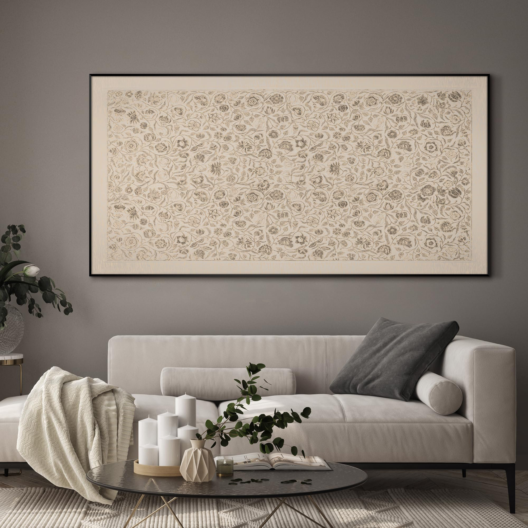 SIGNLEADER Extra Large Wall Art Fabric Print - Vintage Botanical Sketch with Detailed Floral Pattern, Classic Nature Illustration Artwork Decor for Living Room or Bedroom - "Frame Assembly Required (Unfinished Frame)" & Reviews | Wayfair