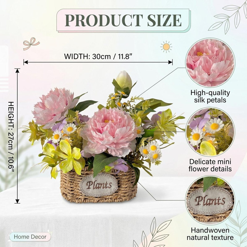 Arrangement floral rustique artificiel, Rose profond