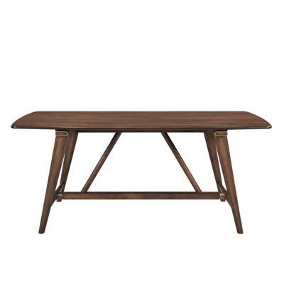 Modern 6-Seater Rectangular Dining Table, Brown Wood Finish Kitchen Furniture