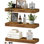 Tablettes flottantes pour étagère de salle de bain pour chambre à coucher, cuisine, petite bibliothèque, ensemble de 3 livres, brun rustique (015-bn3)