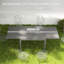 Table de salle à manger extensible de 41 à 83 po, gris foncé, structure en aluminium avec plateau en acier effet bois pour 6 tables de 8 à 83 po et aspect bois