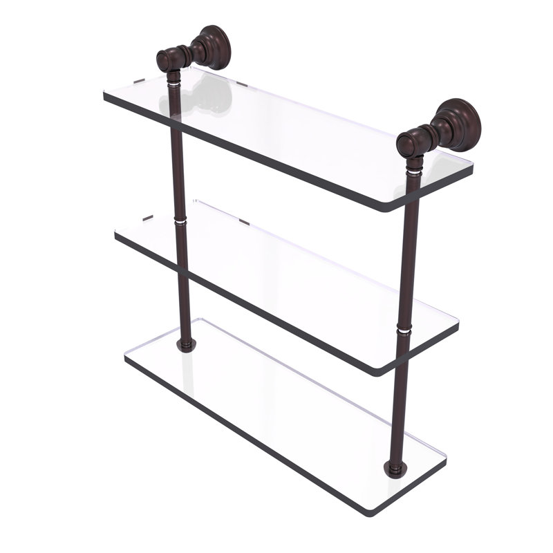 Freyja 3 Piece Glass with Towel Bar, 16" H x 16" W x 5.54" D, Antique Bronze