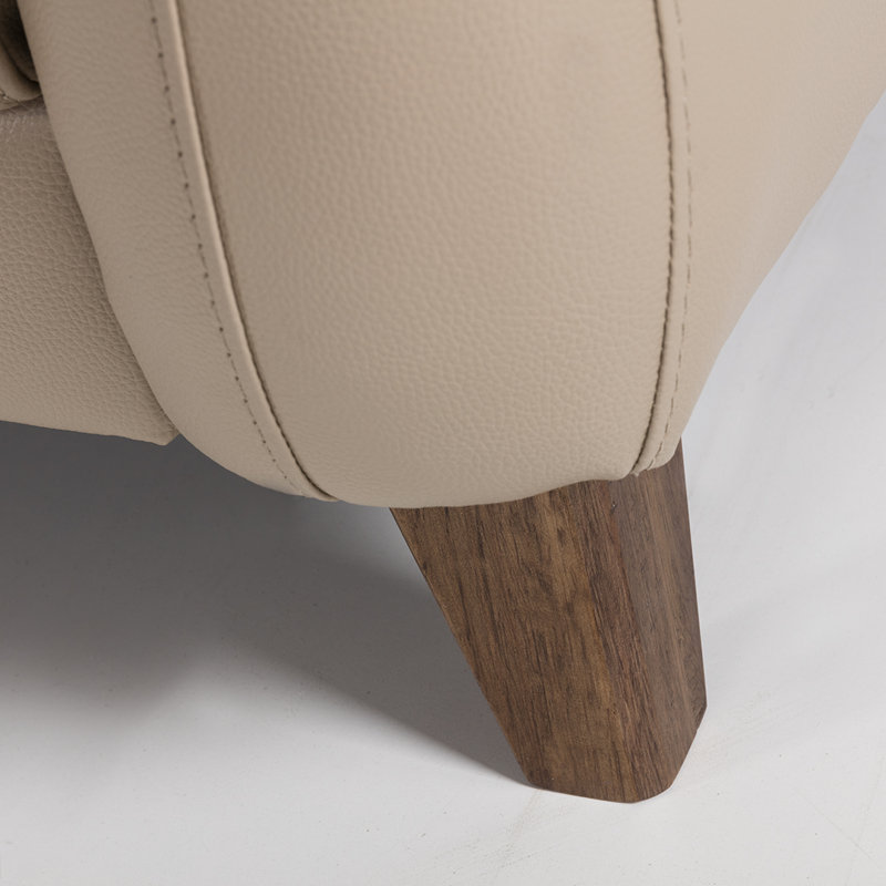 Causeuse à accoudoirs coussinés en cuir véritable 66 po Shriner, Brun clair