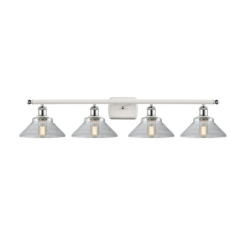 Éclairage pour salle de bain à 4 lumières à intensité variable Newton St Loe, Transparent, Blanc et chrome poli