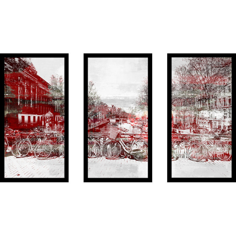 Amsterdam II - Reproduction d'art graphique multi-pièces, H 25,5 po x l 40,5 po x P 1 po
