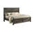 Queen Size Bed In Rustic Gray, Metal And Paper, Casual Bedroom Decor Gray Frame With Rubberwood Legs, Headboard, Transitional Style