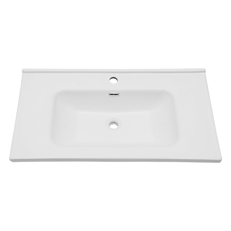 Lavabo de salle de bain en céramique avec trou pour robinet et trop-plein 35 po L x 20 po (comptoir seulement)