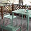 Ensemble de 2 chaises de salle à manger en métal intérieur / extérieur Diftir, chaise de bistro de patio et chaises de café à dossier bas avec siège d'une hauteur de 18 po (vert pois)